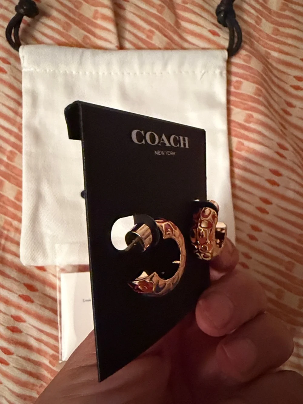 Coach Multicolor Enamel C-Shape Hoop Earrings - Picture 4 of 4